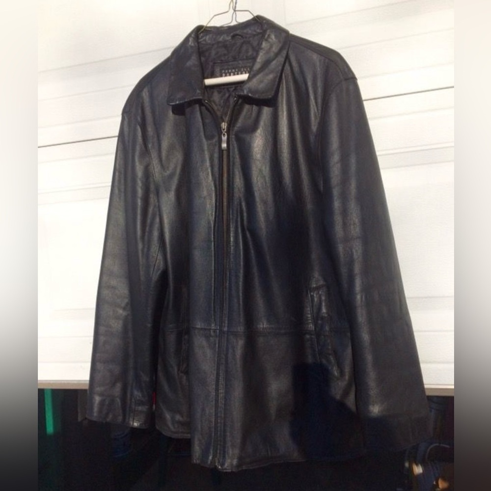 Perry Ellis PORTFOLIO Men’s Black Leather Jacket Medium